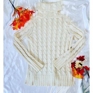 COPY - Banana Republic Women's Cream Cable Knit Sweater Turtleneck Pullover bei…